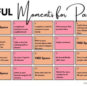 mindfulness calendar for parents