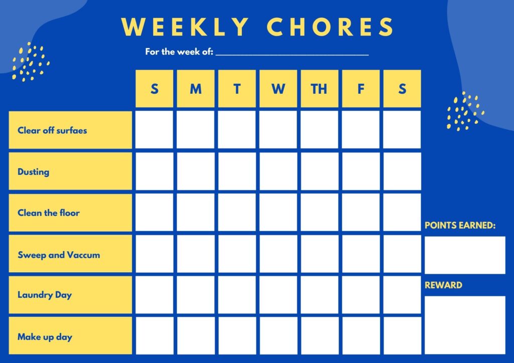 cleaning chores schedule kids