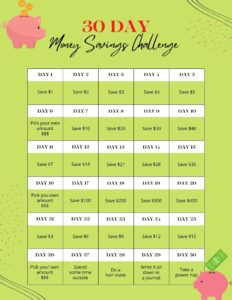 30 day money saving challenge 