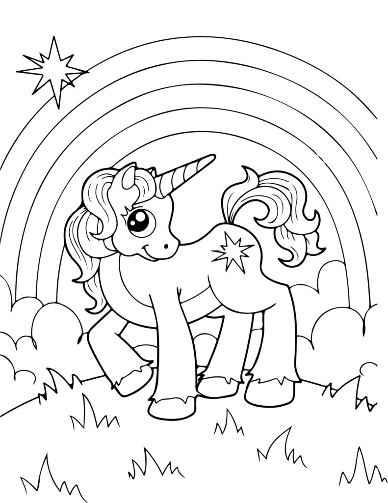 Free Printable Unicorn Rainbow Coloring Pages