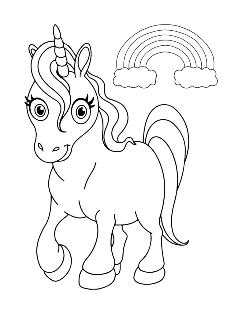 Free Printable Unicorn Rainbow Coloring Pages (11)