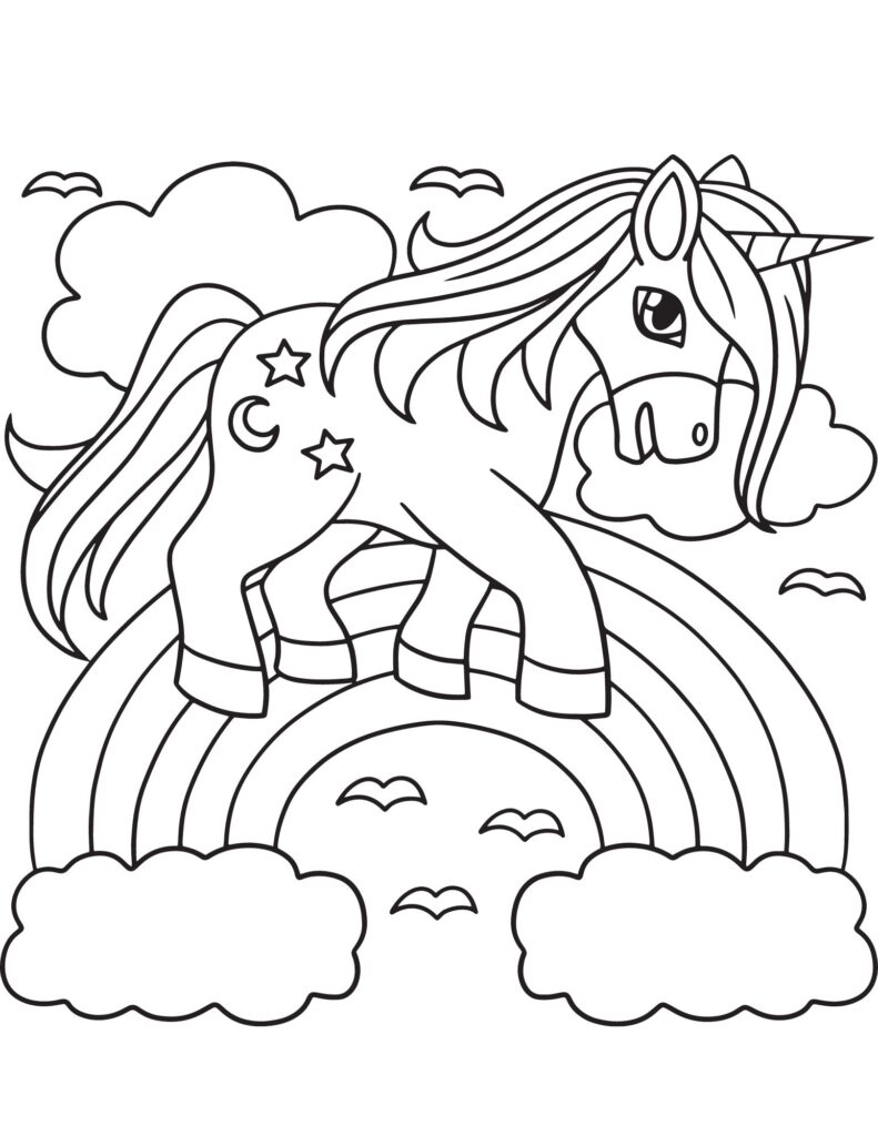 Free Printable Unicorn Rainbow Coloring Pages (12)