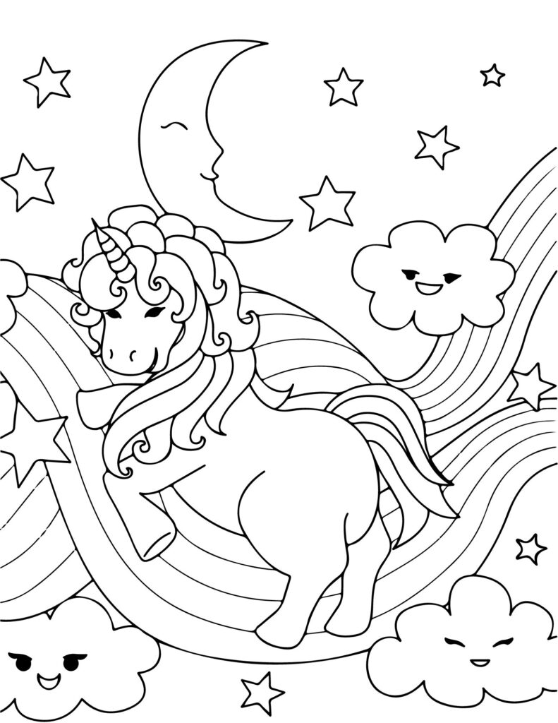 Free Printable Unicorn Rainbow Coloring Pages