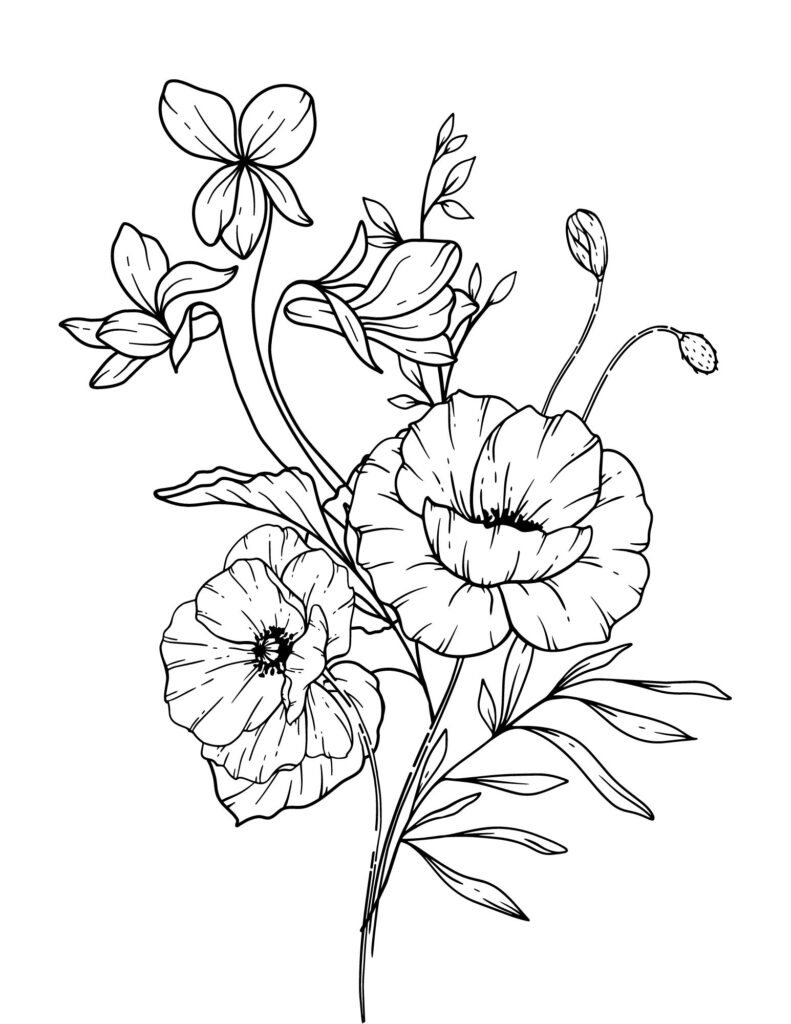 flower drawing Coloring Pages