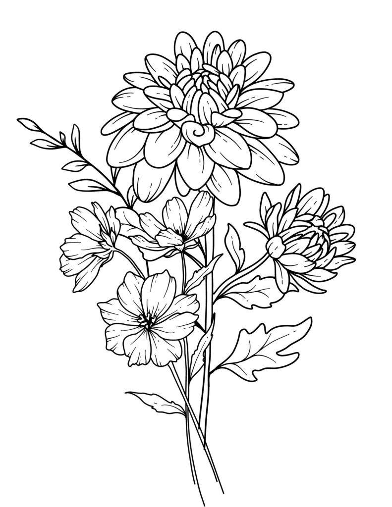 flower drawing Coloring Pages