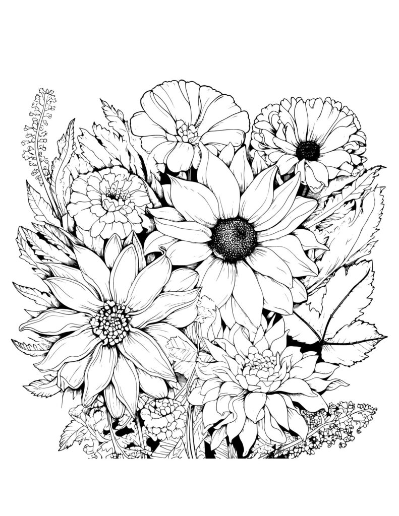 flower drawing Coloring Pages