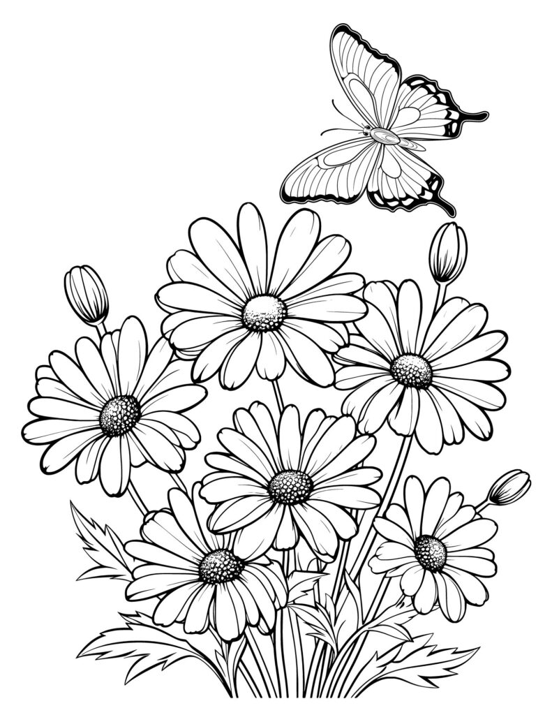 flower drawing Coloring Pages