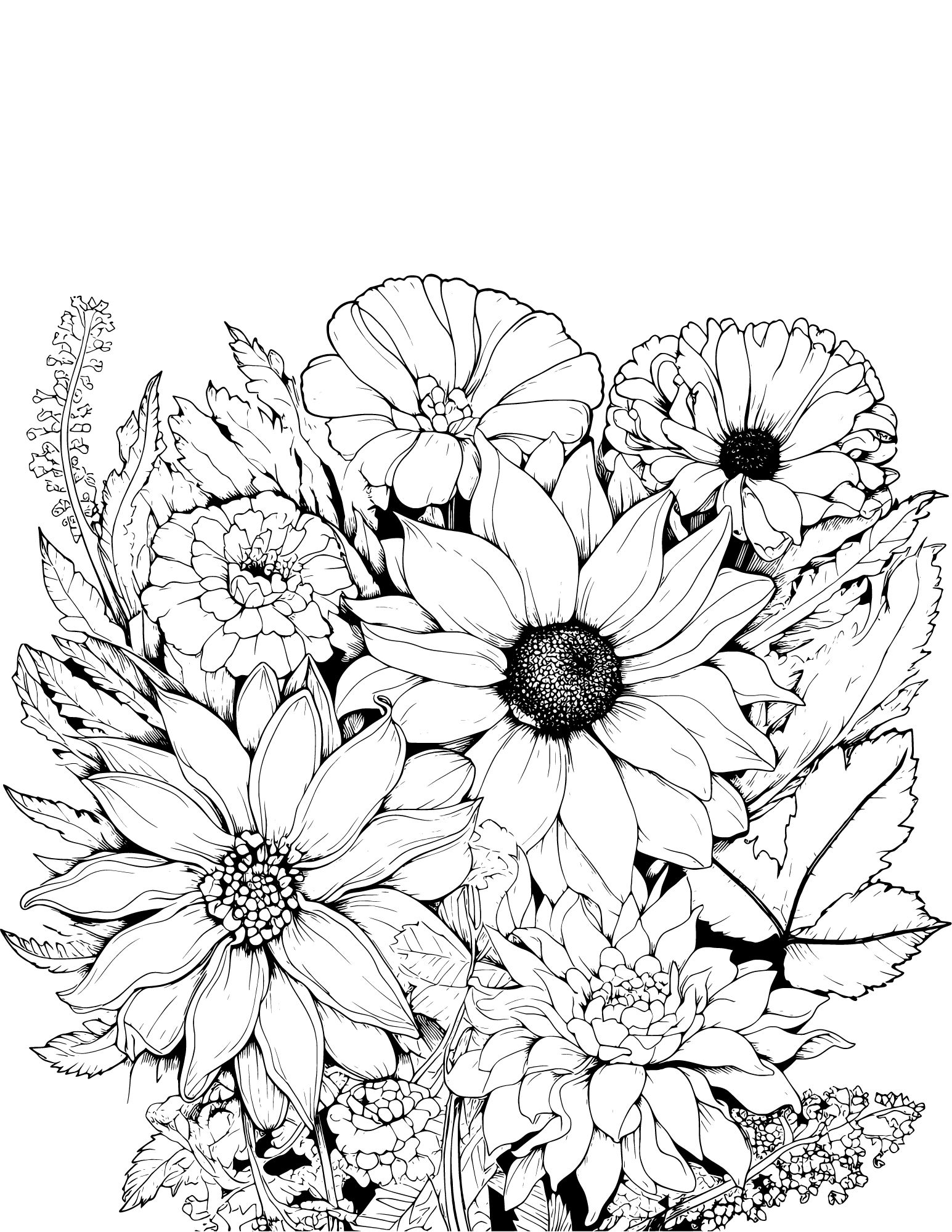 Flower Coloring Pages for Kids and Teens (Free PDF Printables)