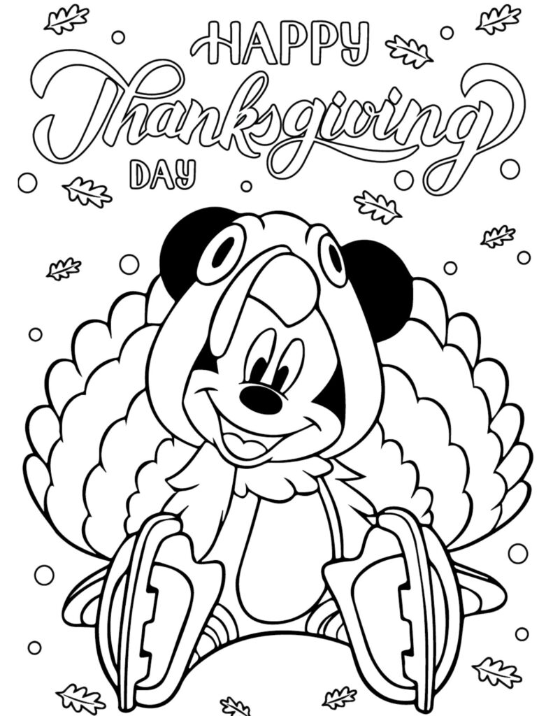 Free download and print disney thanksgiving coloring pages