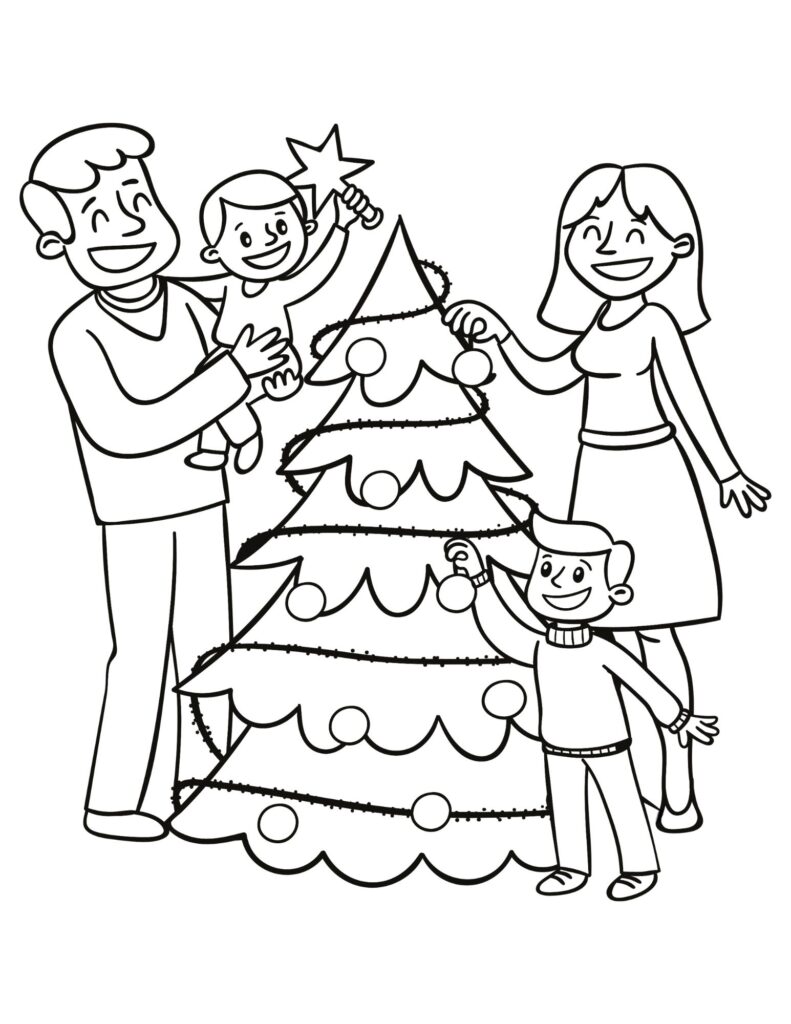 christmas tree coloring page free printable