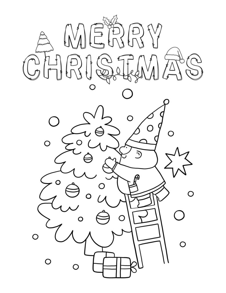 christmas tree coloring page free printable