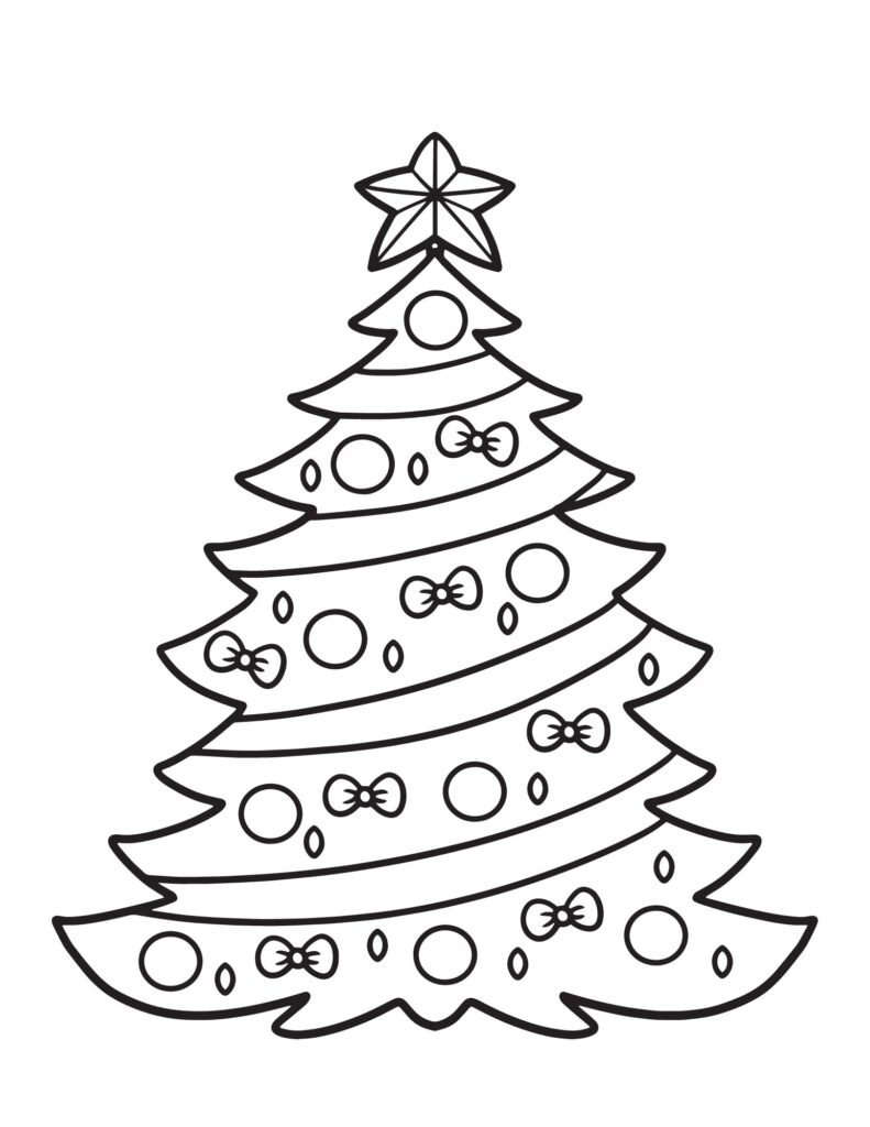 christmas tree coloring page free printable