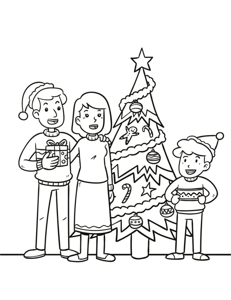 christmas tree coloring page free printable