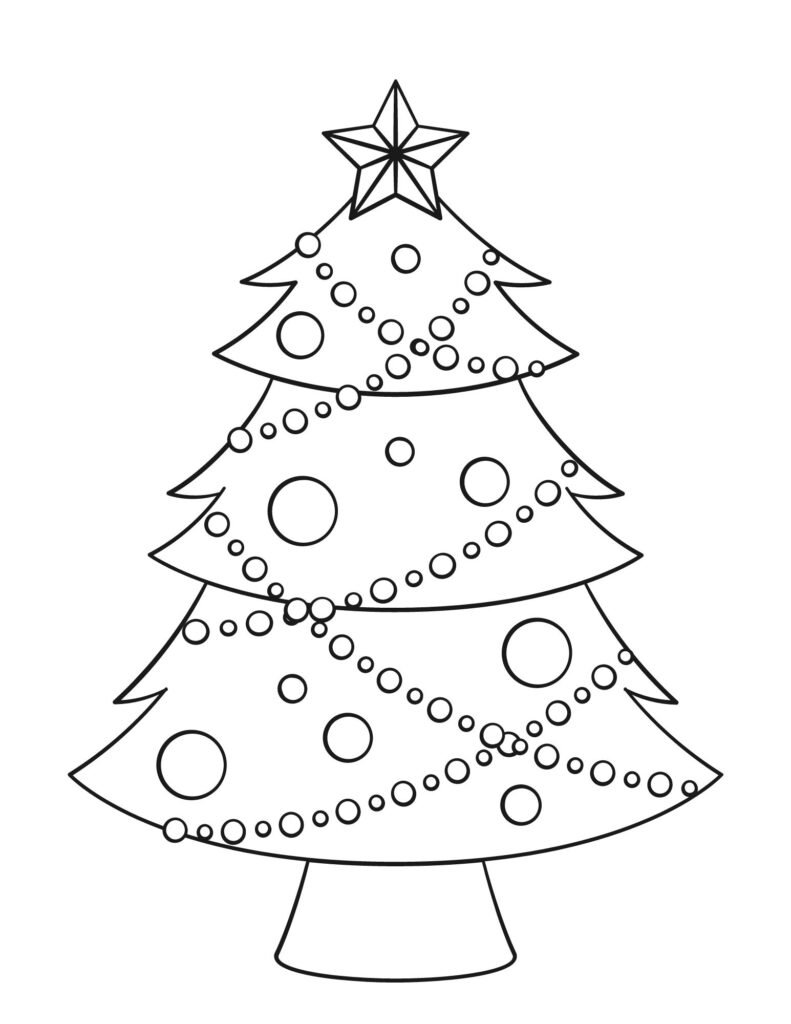 christmas tree coloring page free printable