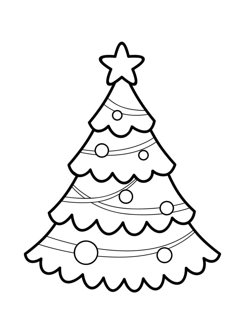 christmas tree coloring page free printable