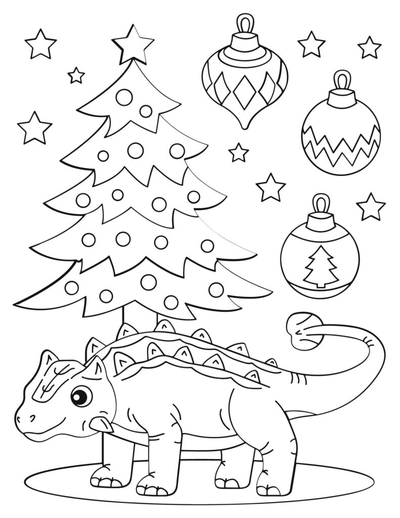 christmas tree coloring page free printable