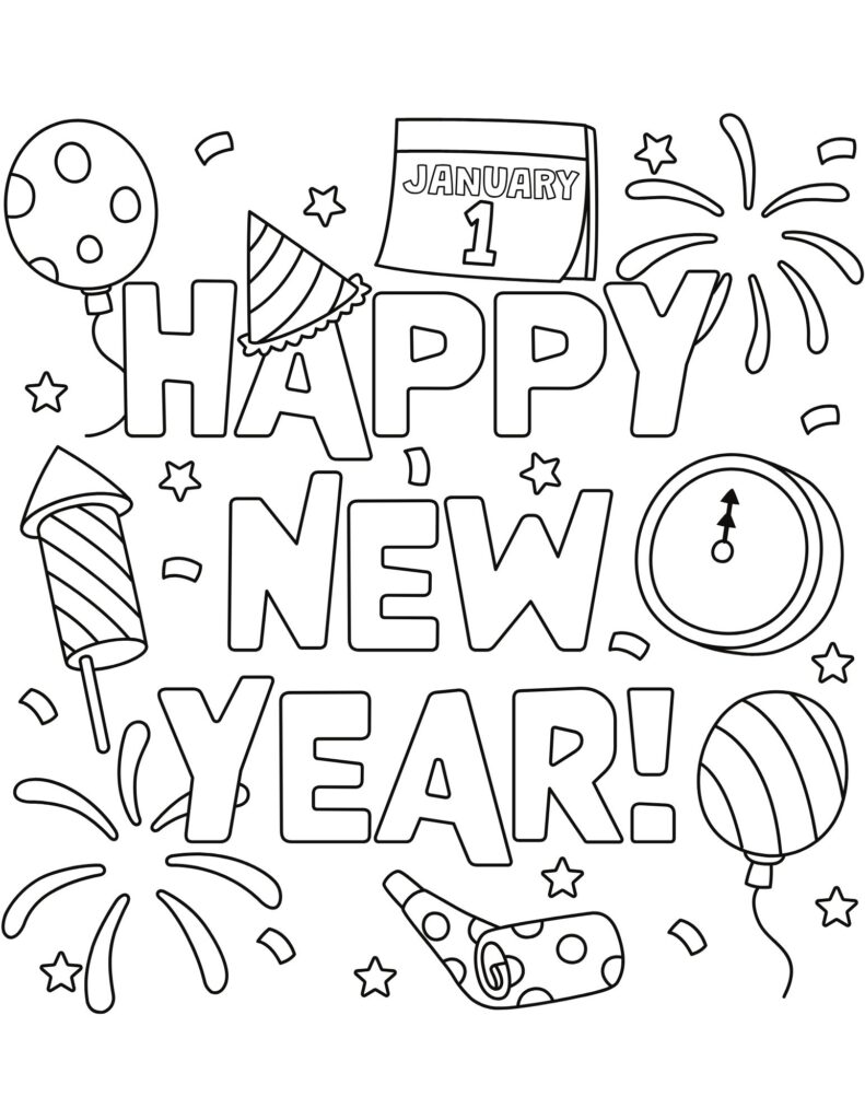 Happy New Years Coloring Pages