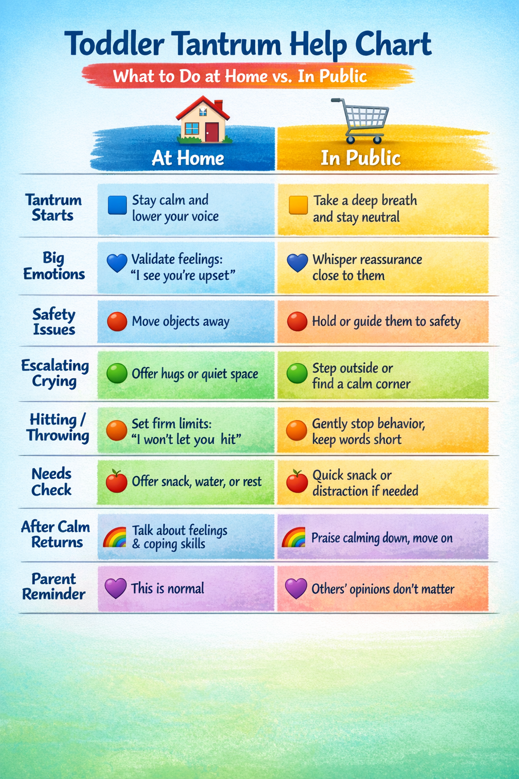 Toddler Tantrum Help Chart: What To Do at Home vs. In Public (Save for Later!)”
