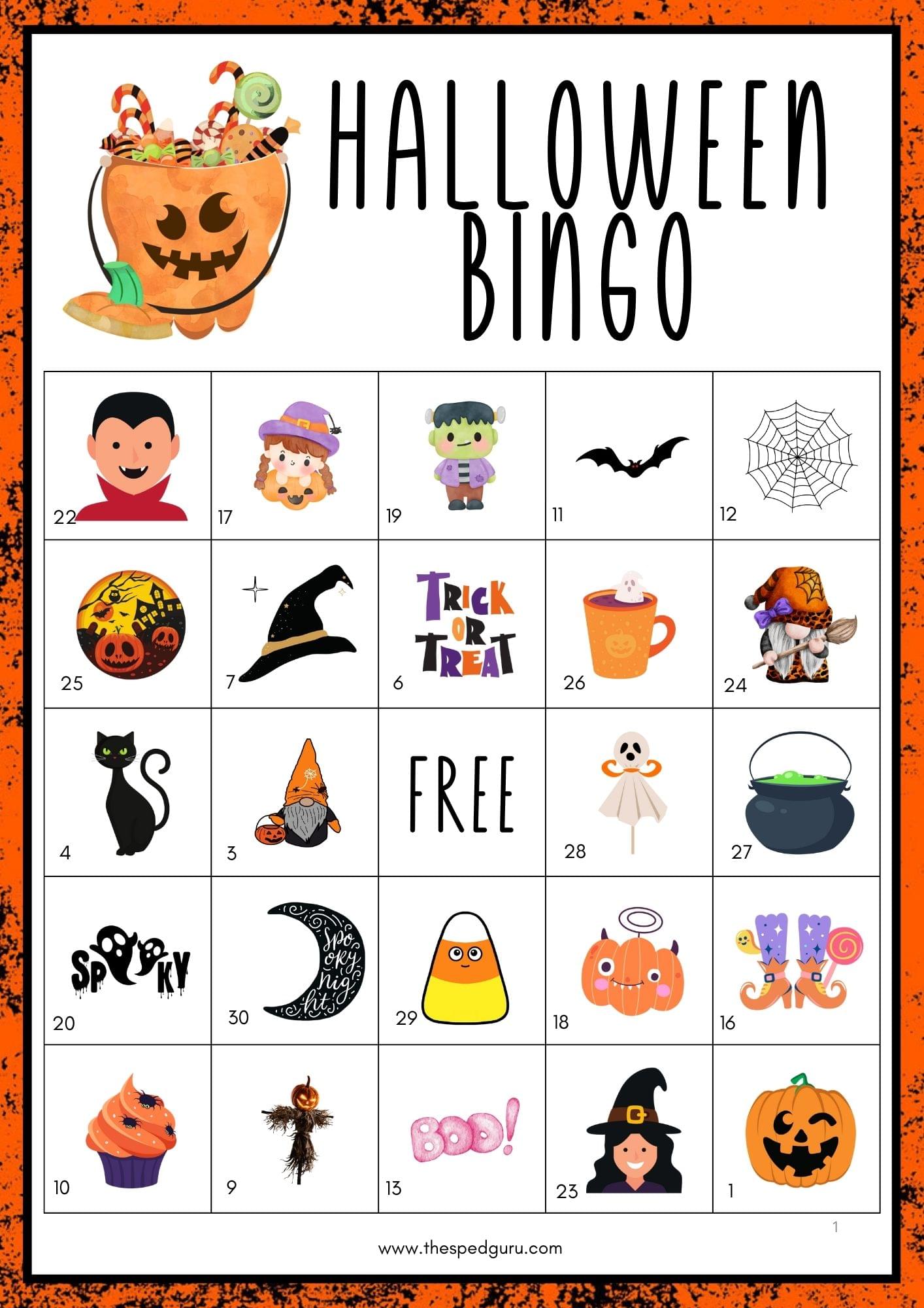 halloween bingo cards