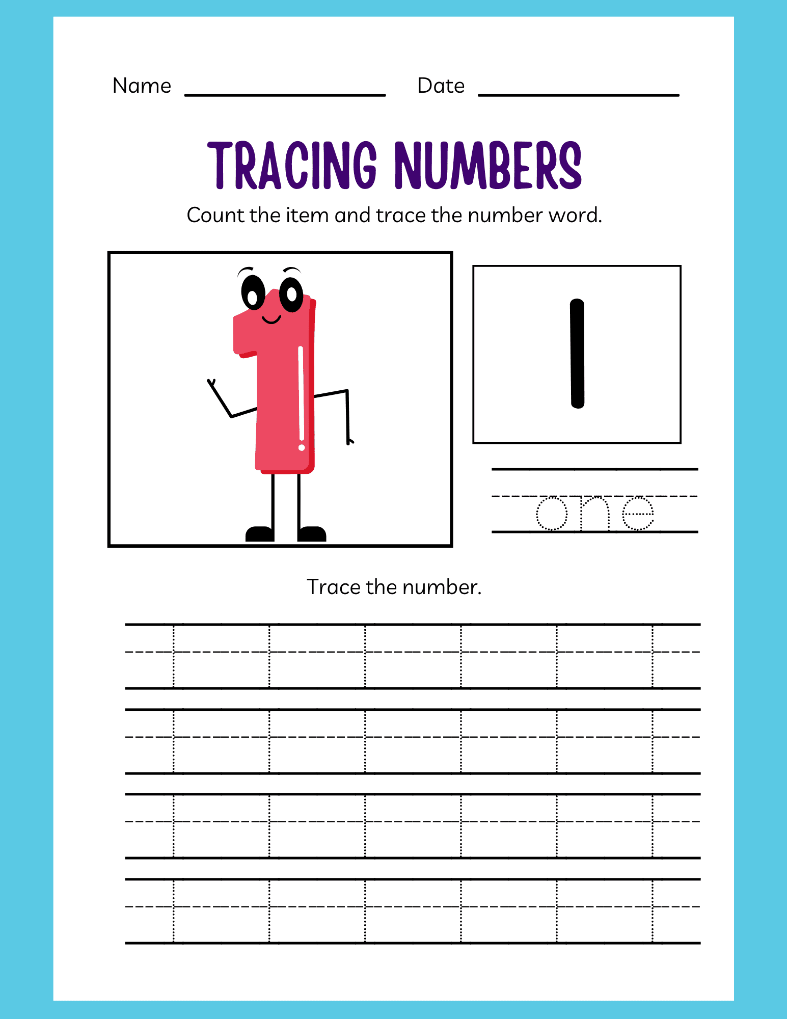 number tracing for kids